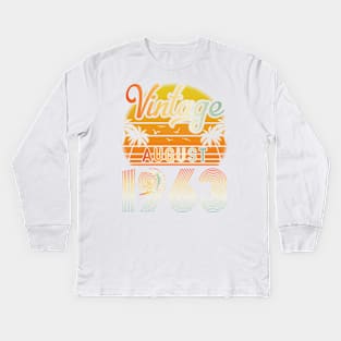 Summer Vintage August 1963 Happy Birthday 57 Years Old To Me Papa Daddy Brother Uncle Son Cousin Kids Long Sleeve T-Shirt